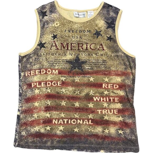 Y2K Patriotic Flag Print Tank Top 4th of July Size Large - Picture 5 of 8